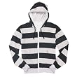 Black Gray Fleece Rugby Stripe Hoodie Unisex Sizes. Fleece