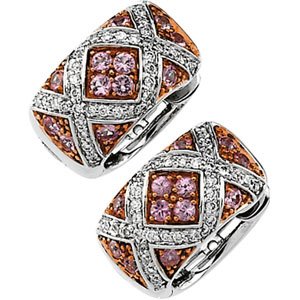 Pretty In Pink Sapphire and Diamond X Design Earrings