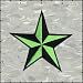 3 Inch Nautical Tattoo 3D Star Embroidered Iron On Applique Patch FD - Bright Green & Black S3D