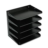 MMF Industries 26425L004 Five Tier Steel Horizontal Desk or Wall Mount Organizer, in Black
