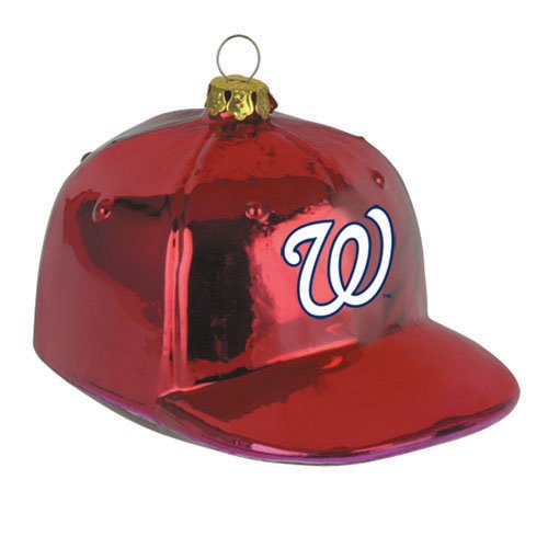 Pack of 2 MLB Washington Nationals Glass Hat Christmas Ornaments