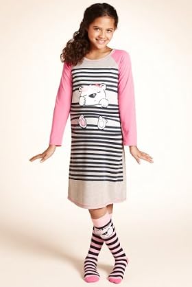 Older Girls' Bear Nightdress With Socks