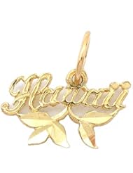 Hawaii & Leaves Charm 14k Gold 8mm