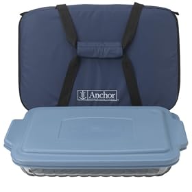 Anchor Hocking 3-Piece 3-Quart Sculpted Baking Dish with Slate Blue Plastic Lid and Blue... by Anchor Hocking