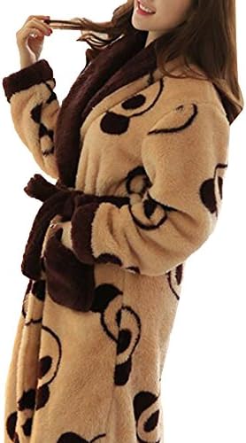 Unisex Flannel Bathrobe Lovely Pattern Couple Pajamas Homewear Bathing Suit (M, Women)