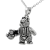Sterling Silver Teddy Bear Necklace