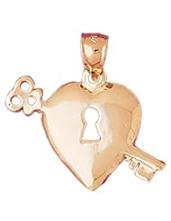 Dazzlers Solid 14k Gold Heart Lock and Key Charm Pendant Available in three colors from jewelsberry (weights: 2.9 grams only)