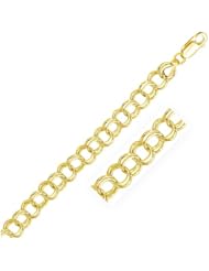 9.0 mm 14K Yellow Gold Solid Double Link Charm Bracelet
