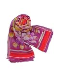 Mila Schon Floral Chiffon Silk Long Scarf Purple