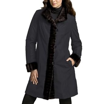 BGSD Women's Single-Breasted Reversible Faux Mink Fur Walking Coat