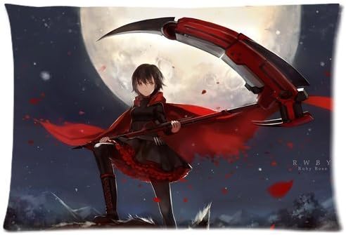 Cartoon Animation RWBY Cool Girl Ruby Rose Kill Beowolf Full Moon Night Custom Standard Pillowcase DIY Pillowslips Roomy in Size 20 x 26 Inch