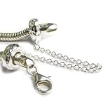 Queenberry (Free S/H) Sterling Silver Safety Chain Rubber Stopper Hammered Bead For Pandora Troll European Charm Bracelets