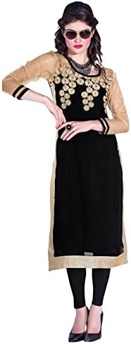 Slocky Women's Fancy Embroidered Kurties X-Large Black
