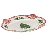 Johnson Brothers Old Britain Castles Pink Christmas 12-Inch Green Tree Platter