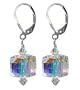 Made with Swarovski Elements� Romantic 12mm Clear Cube Crystal Sterling Silver Leverback 1.25" Long Drop Earrings