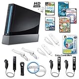 Nintendo Wii Black Holiday Family Bundle with Remote Plus, Games, Extra Rem ....