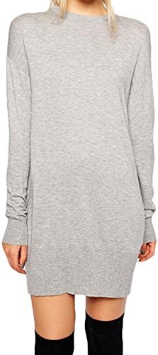 VILAVI Women's sweet slotted back black bow decorative rib knit dress sweater M