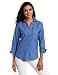 Foxcroft Women's Essentials Covered Buttons Cuff Fitted Shirt, French Blue, 18