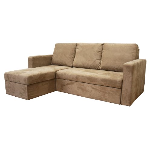 Baxton Studio Linden Microfiber Convertible Sectional / Sofa Bed, Tan
