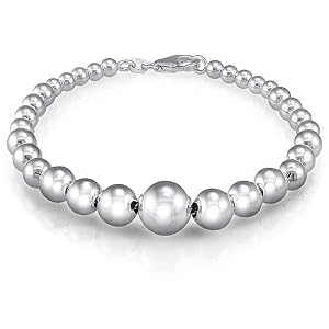 Sterling Silver Bracelet Graduated Hollow Bead Bracelet 