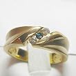 14K Yellow Gold Blue and White Diamond Ring