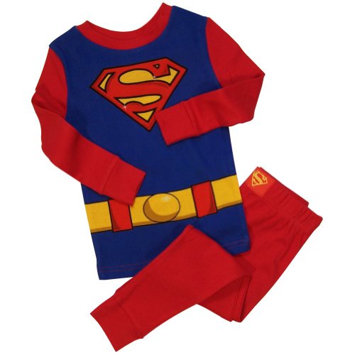  Superman Costume Young Boys Pajamas Set, Red
