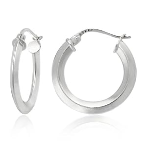 Sterling Silver Tarnish-Free Knife-Edge Hoop Earrings (0.7" Diameter)