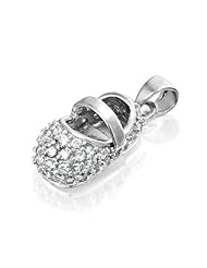 Bling Jewelry Moonstone Color CZ Baby Shoe Charm Silver Pendant June Birthstone