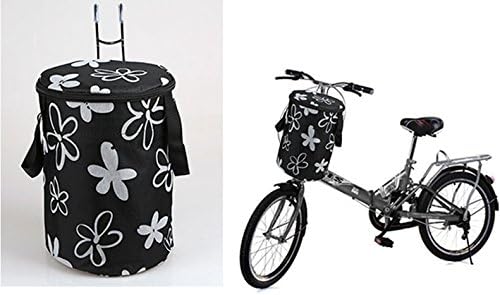 Folding Bike Basket Car Basket Car Basket Canvas Bicycle Basket Bicycle Basket Car Before Hanging Baskets(Black pattern)