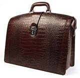 Bosca Kings Creek Collection Croco Leather Partners Briefcase Brown