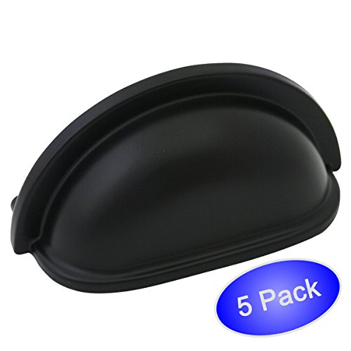 Cosmas 4310FB Flat Black Cabinet Hardware Bin Cup Drawer Handle Pull - 3