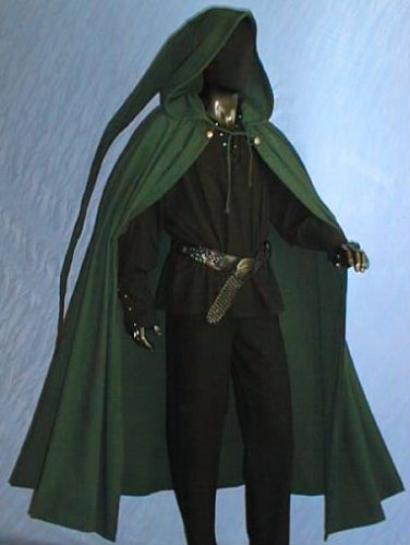 MITTELALTER ZIPFEL CAPE- UMHANG GOTHIC LARP GAUKLER 5011 Grün