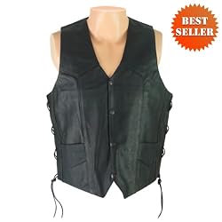 Leather Vests - Mens Leather Motorcycle Vest MV103