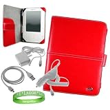 Amazon Kindle Accessories Kit for Amazon Kindle 2 Reading Device With A ** RED ** Kroo Kindle 2 Melrose Leather Cover + White Rapid Amazon Kindle 2 Car Charger + White Rapid Amazon Kindle 2 Home Travel Charger + White Amazon Kindle 2 Data Sync Cable + Vangoddy tm, Live * Laugh * Love Wrist Band!!!