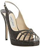 Jimmy Choo anthracite lizard embossed patent 'Leah' slingbacks