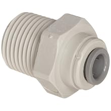 John Guest Acetal Copolymer Push-To-Connect Tube Fitting, Straight Adaptor, Tube OD x NPTF Male (Pack of 10)