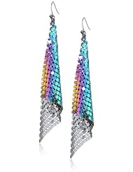 Steve Madden Iridescent Mesh Double Drop Earrings
