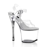 7 inch R/S Cone Heel Shoes Clear/Silver Heel