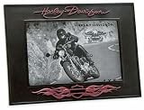 Harley Davidson Bar & Shield with Flames Picture Frame. Resin frame. Embossed Bar & Shield logo, flames, and Harley-Davidson� graphics. Hand painted. Holds 4
