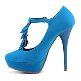 Produkt-Bild: Damen Schuhe, PUMPS, PLATEAU HIGH HEELS RIEMCHEN, S3577, Synthetik in hochwertiger Wild Leder Optik
