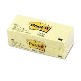 Post-it� Notes, Original Pad, 1-1/2 Inches x 2 Inches, Canary Yellow, 12 Pads per Pack