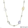 DV ITALY Majestic Necklace With Amethysts, Citrines, Quartz and Simulated gems Made of 14K/925 Gold plated Silver. Total item weight 43.0g Length 27in