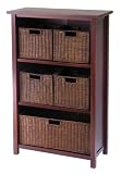 4 -Tier Storage Shelf with 5 Baskets - Walnut