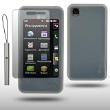 CLEAR SILICONE SKIN CASE FOR LG GD510 POP WITH SCREEN PROTECTOR & SILVER STYLUS BY CELLAPOD CASES