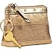 Coach Signature Stripe Studded Coin Lipstick Case Bag with Key Chain 42013 Gold