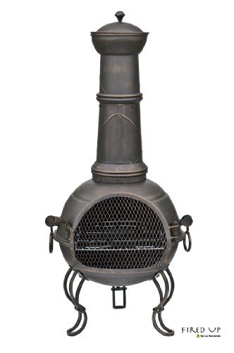 Buy 107cm Bronze Steel Chimenea Chiminea With Bbq Grill at Garden