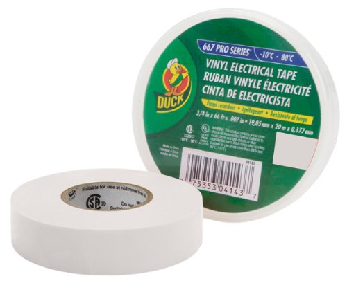 Duck Brand 300877 3/4-Inch by 66 Feet 667 Pro Series Electrical Tape with Single Roll, White