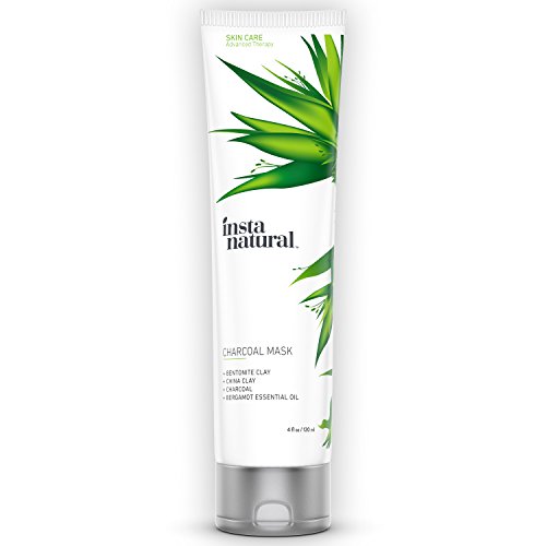 InstaNatural Charcoal Mask for Face - Acne Eliminating Formula to Get Rid of Blackheads, Unclog Facial Pores & Clear Skin - Contains Charcoal Powder & China Clay to Deliver Visible Improvement - 4 OZ