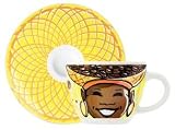 Espresso Coffee Mug and Saucer Set, My Little Darling, African Face, Coffee Mug Set in Gift Box  from Cups and Saucers - Espresso