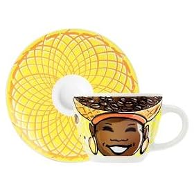 Espresso Coffee Mug and Saucer Set, My Little Darling, African Face, Coffee Mug Set in Gift Box